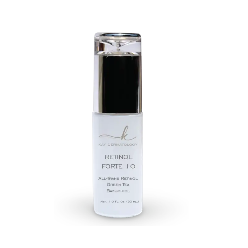 Kay Dermatology Retinol 10 with all-trans retinol, green tea, and bakuchiol.