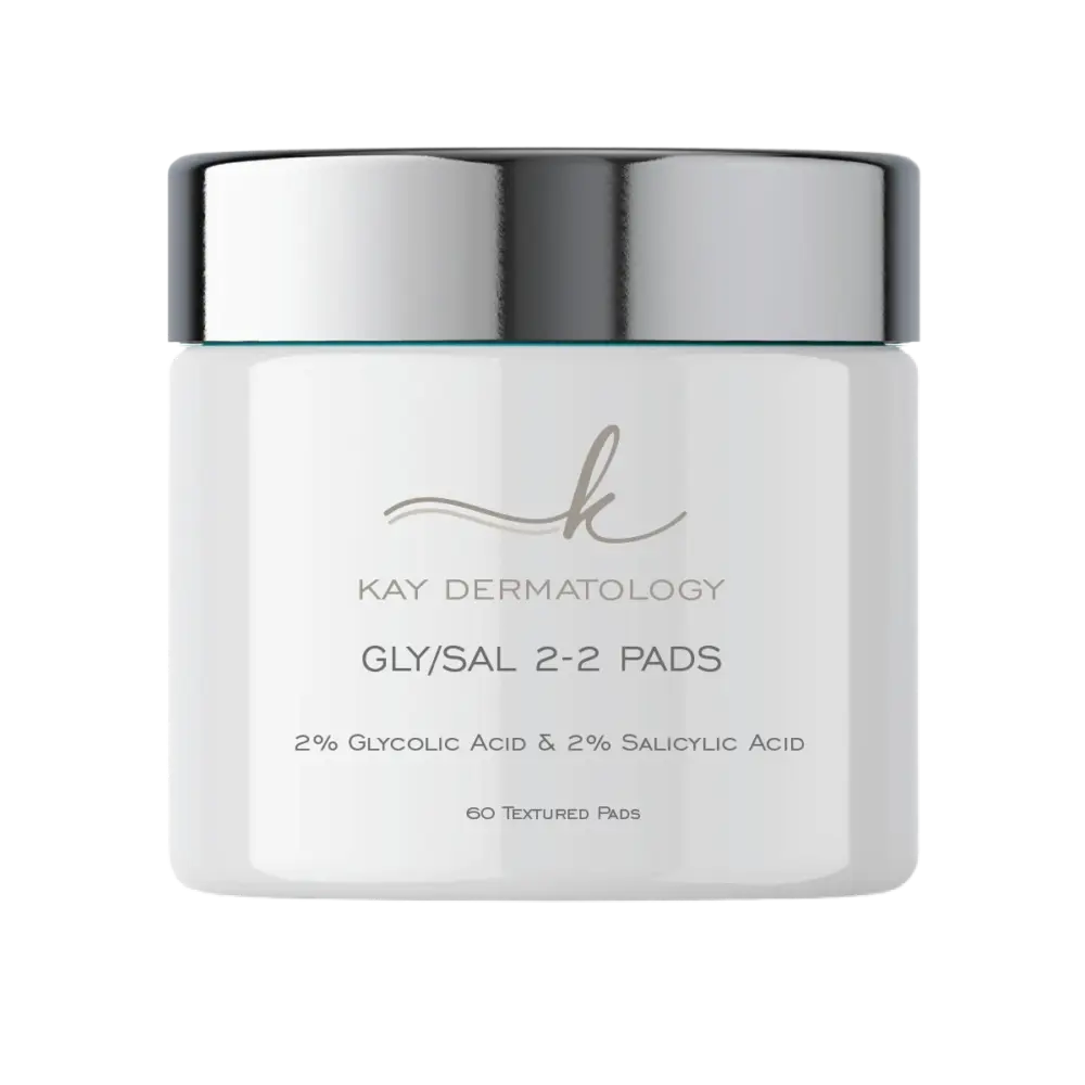 Kay Dermatology GlySal 2-2 Pads with 2% glycolic and 2% salicylic acid, 60 textured pads.
