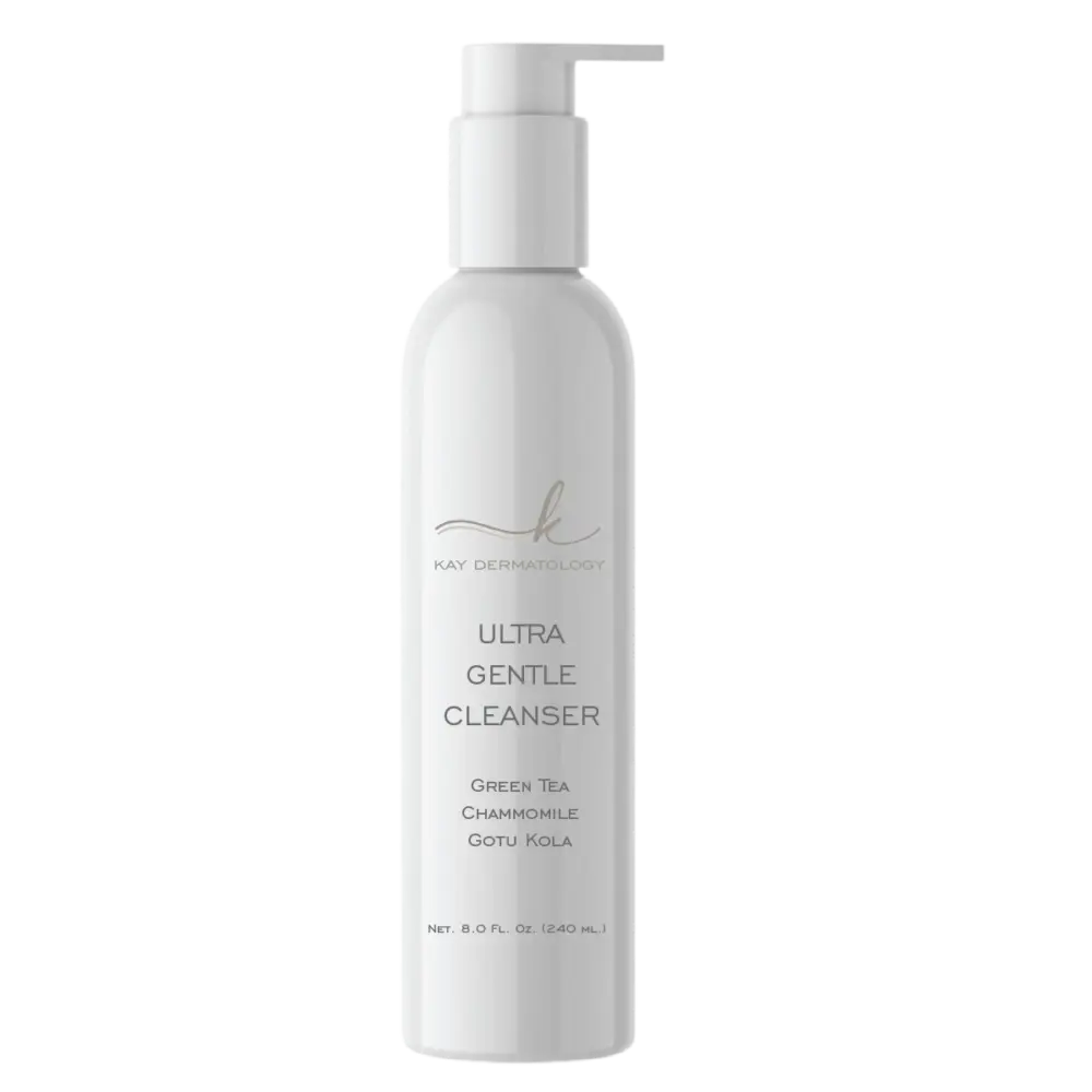 Kay Dermatology Ultra Gentle Cleanser with green tea, chamomile, and gotu kola.