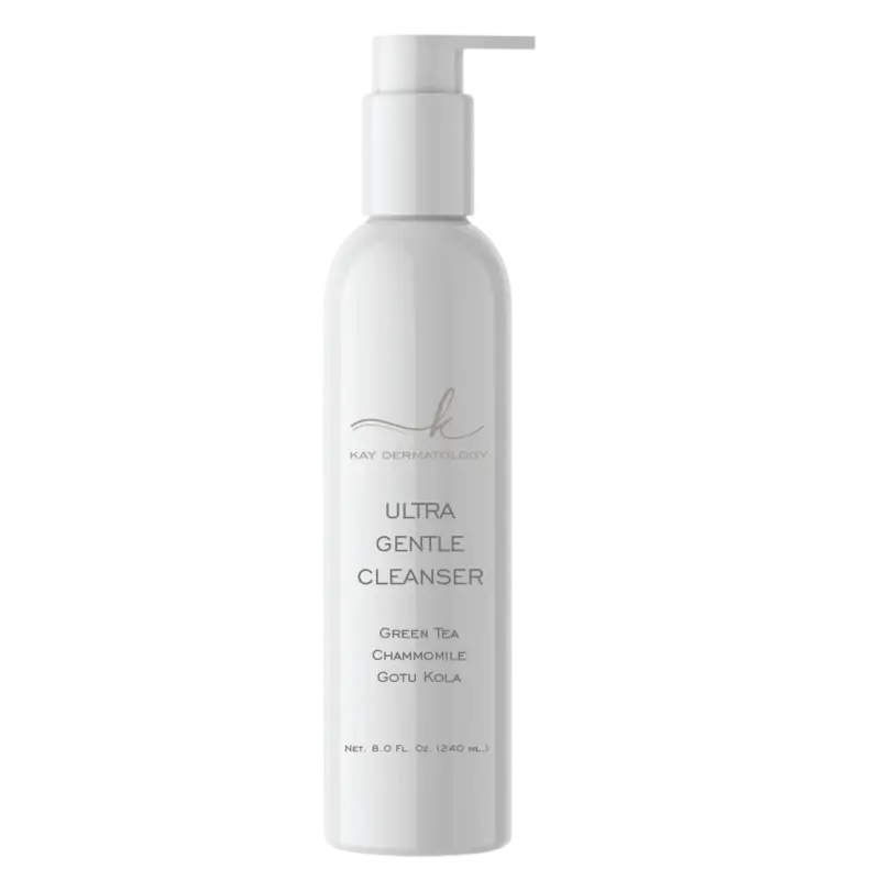 Kay Dermatology Ultra Gentle Cleanser with green tea, chamomile, and gotu kola.