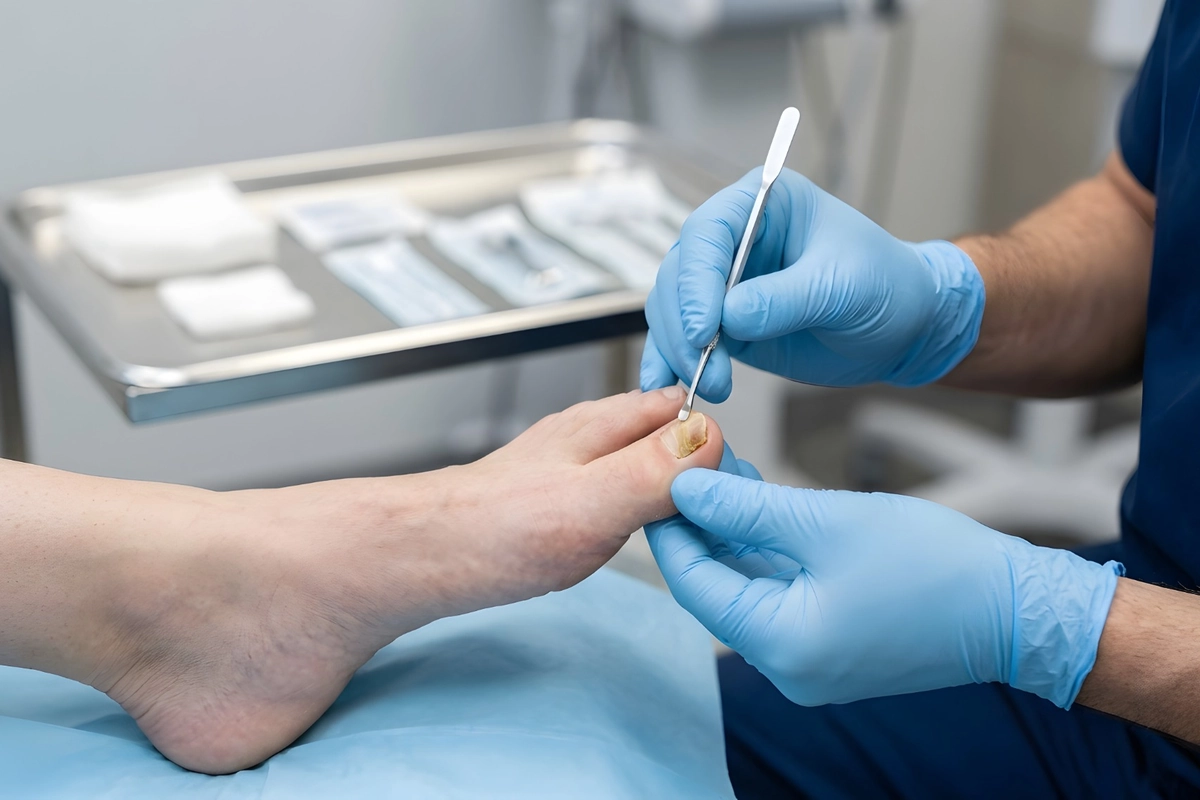 Patient Getting Onychomycosis Treatment at Kay Dermatology